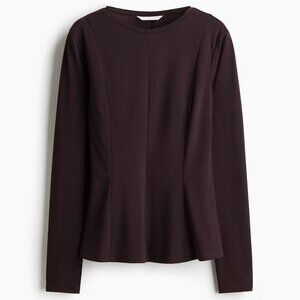 H&M Burgundy Peplum Top, XS